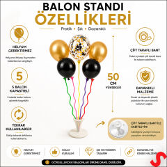 Balon Standı, Spiral 5 Çubuklu - 50 cm (Balonlar Hariç)