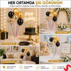 Balon Standı, Spiral 5 Çubuklu - 50 cm (Balonlar Hariç)