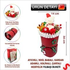 Pelüş Ayıcıklı Kokinalı Çantalı 35cm Yılbaşı Buketi - Kırmızı