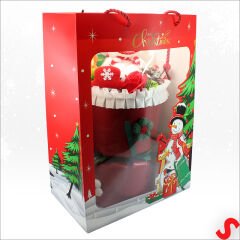 Pelüş Ayıcıklı Kokinalı Çantalı 35cm Yılbaşı Buketi - Kırmızı