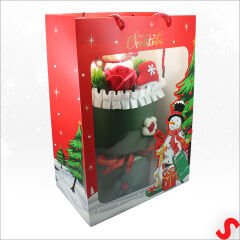Pelüş Ayıcıklı Kokinalı Çantalı 35cm Yılbaşı Buketi - Yeşil
