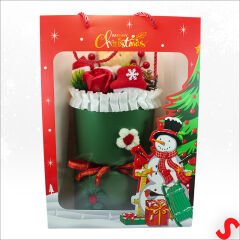 Pelüş Ayıcıklı Kokinalı Çantalı 35cm Yılbaşı Buketi - Yeşil