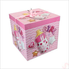 Kapaklı, Katlanır Demonte Karton Kutu, 30cm - Biberon & Pembe
