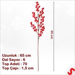 Yapay Kokina Dalı, 65 cm  6 Dal  70 Meyveli