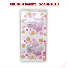 Kapaklı, Katlanır Demonte Karton Kutu, 30cm - Balon & Pembe