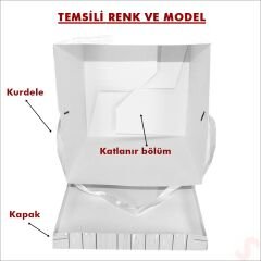 Kapaklı, Katlanır Demonte Karton Kutu, 30cm - Balon & Mavi