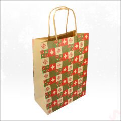 Yılbaşı Kraft Karton Çanta, 26 x 19 x 9,5 cm - 1 Adet