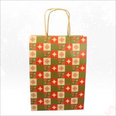 Yılbaşı Kraft Karton Çanta, 26 x 19 x 9,5 cm - 1 Adet