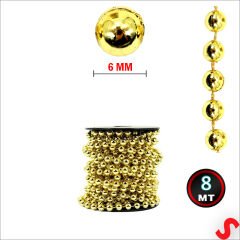 Zincir Boncuk Makara, 6mm x 8mt - Altın