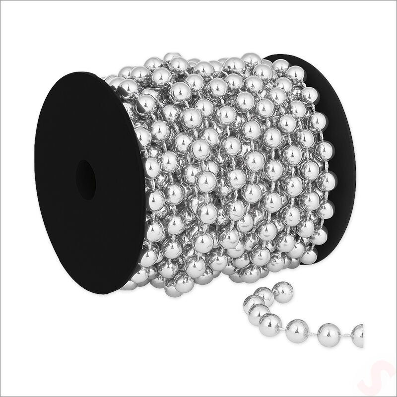 Zincir Boncuk Makara, 6mm x 8mt - Gümüş