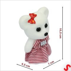 Kırmızı Kıyafetli Mini Teddy, 10,5cm x 7cm