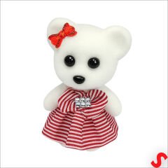 Kırmızı Kıyafetli Mini Teddy, 10,5cm x 7cm