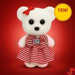 Kırmızı Kıyafetli Mini Teddy, 10,5cm x 7cm