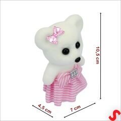 Pembe Kıyafetli Mini Teddy, 10,5cm x 7cm