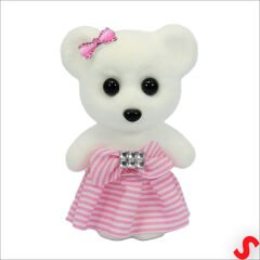 Pembe Kıyafetli Mini Teddy, 10,5cm x 7cm