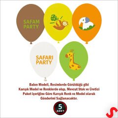 Safari Gizemli Orman Temalı 30cm Balon - 5 Adet
