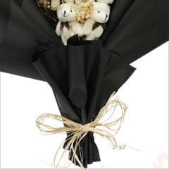 9 Pelüş Ayıcıklı, Kuru Çiçekli ve Led Işıklı Buket, 54x36cm