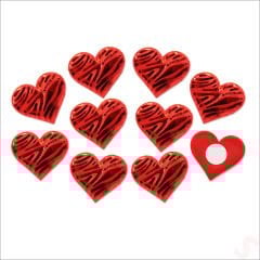 Yapışkanlı Kalp Sticker, 3,5 cm x 10 Adet - Kırmızı