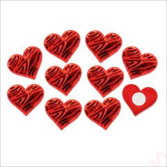 Yapışkanlı Kalp Sticker, 3,5 cm x 10 Adet - Kırmızı