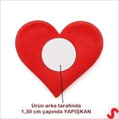 Yapışkanlı Kalp Sticker, 3,5 cm x 10 Adet - Kırmızı