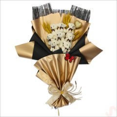 8 Pelüş Ayıcıklı, Kuru Çiçekli ve Led Işıklı Buket, 59x40cm