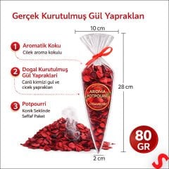 Çilek Kokulu Kurutulmuş Gerçek Gül Yaprakları - 80 gr