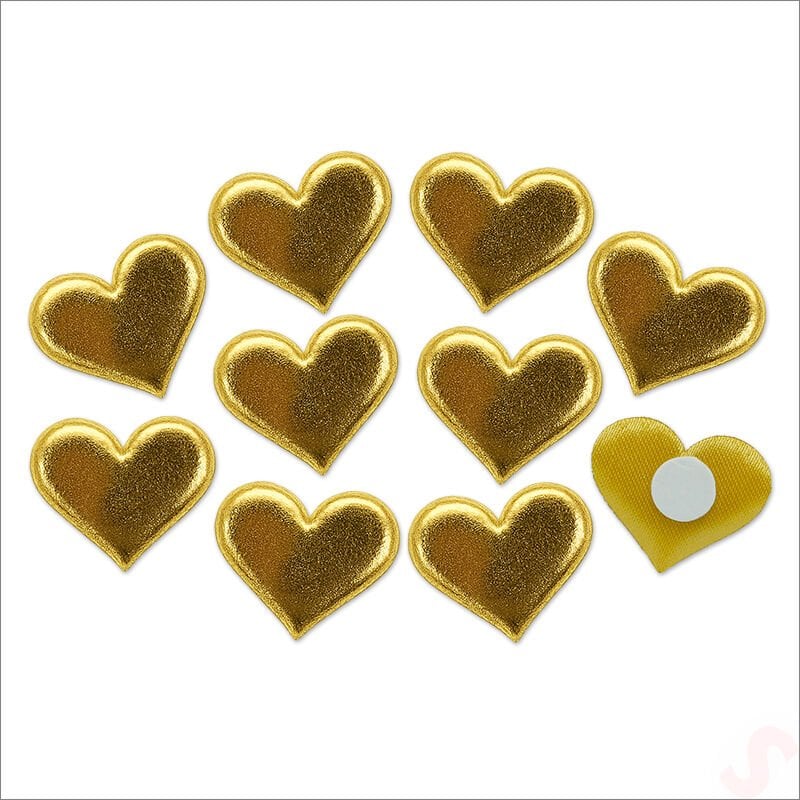 Yapışkanlı Kalp Sticker, 3,5 cm x 10 Adet - Altın