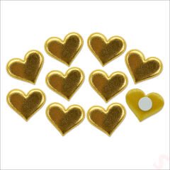 Yapışkanlı Kalp Sticker, 3,5 cm x 10 Adet - Altın