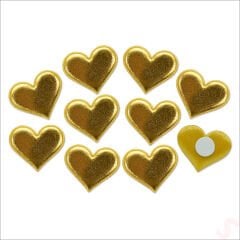 Yapışkanlı Kalp Sticker, 3,5 cm x 10 Adet - Altın