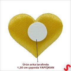 Yapışkanlı Kalp Sticker, 3,5 cm x 10 Adet - Altın