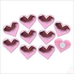 Yapışkanlı Kalp Sticker, 3,5 cm x 10 Adet - Pembe