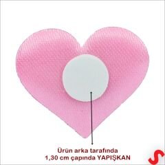 Yapışkanlı Kalp Sticker, 3,5 cm x 10 Adet - Pembe