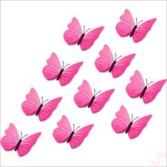 3D Baskılı PVC Kelebek SüS, 7,5 cm x 10 Adet - Pembe