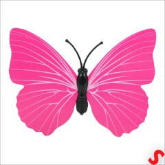 3D Baskılı PVC Kelebek SüS, 7,5 cm x 10 Adet - Pembe