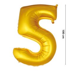 5 Yaş Rakam Folyo Balon, 100 cm - Altın