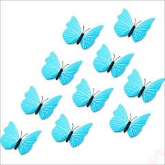 3D Baskılı PVC Kelebek SüS, 7,5 cm x 10 Adet - Mavi