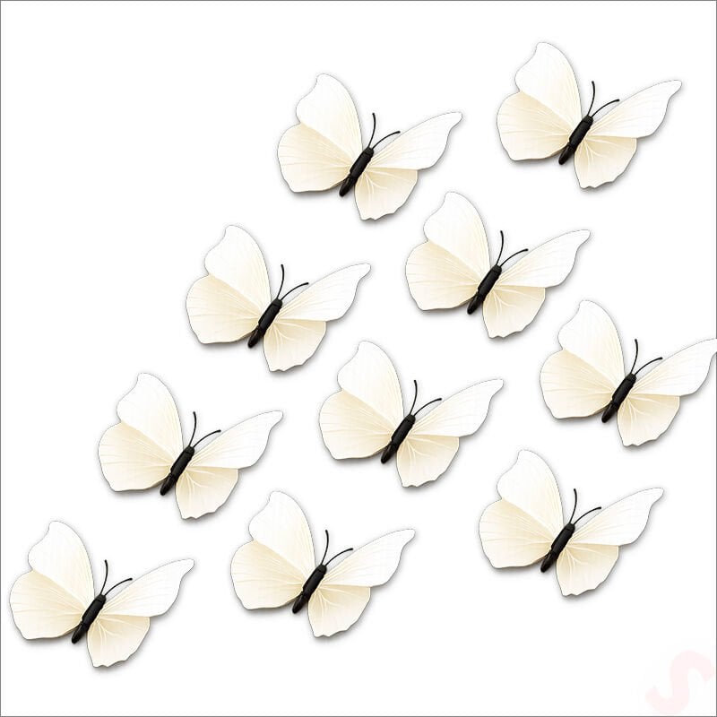 3D Baskılı PVC Kelebek SüS, 7,5 cm x 10 Adet - Beyaz