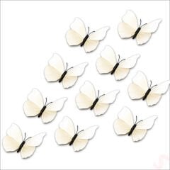 3D Baskılı PVC Kelebek SüS, 7,5 cm x 10 Adet - Beyaz