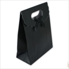 El Geçmeli Karton Çanta 38 x 27 x 15 cm, Siyah - 1 Adet