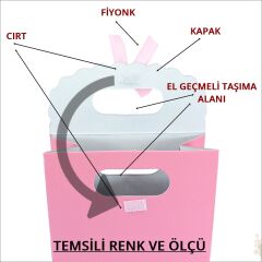 El Geçmeli Karton Çanta 38 x 27 x 15 cm, Siyah - 1 Adet