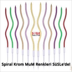 Spiral Krom MuM, 15 cm x 6 Adet - Kırmızı