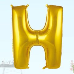 H Harf Folyo Balon, 100 cm - Altın