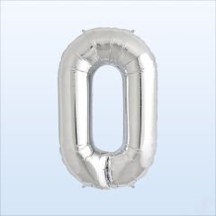 0 Yaş Rakam Gümüş Folyo Balon - 76 cm