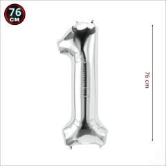 1 Yaş Rakam Gümüş Folyo Balon - 76 cm