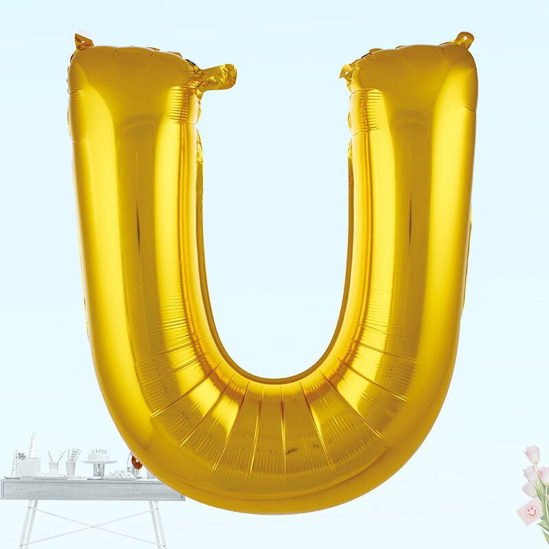 U Harf Folyo Balon, 100 cm - Altın