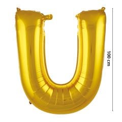 U Harf Folyo Balon, 100 cm - Altın