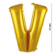 V Harf Folyo Balon, 100 cm - Altın