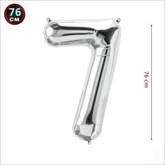 7 Yaş Rakam Gümüş Folyo Balon - 76 cm