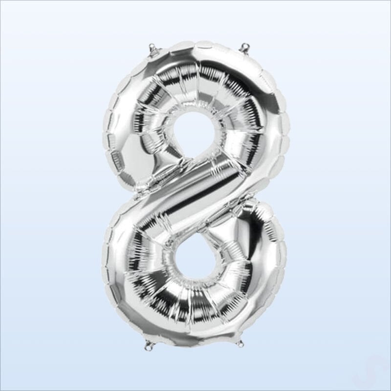 8 Yaş Rakam Gümüş Folyo Balon - 76 cm