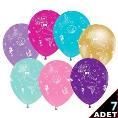 Balon Standlı, 7 Adet - Deniz Kızı Balon